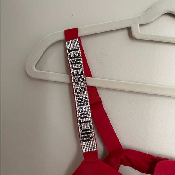 Victoria's Secret Red Padded Bra with Embellished Logo Straps - Picture 3 of 7